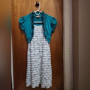 Blue and White Ruffle Dress